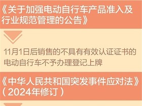 3项电动自行车强制性国家标准及修改单本月正式实施