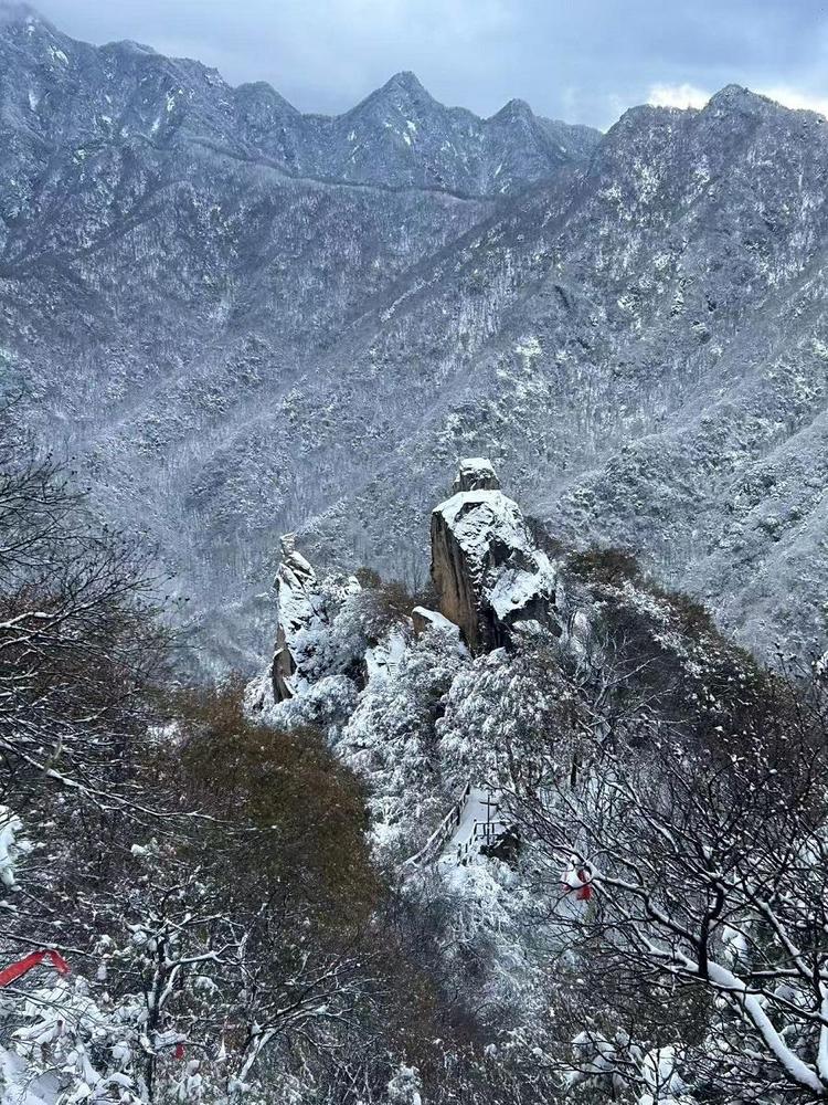 群峰披银装 景色若画卷