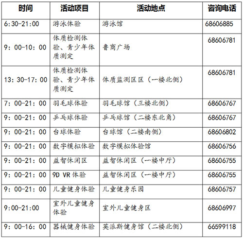 【健康-文字列表】8月8日济南全民健身中心场馆免费开放