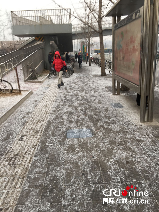 北京城区迎来2015年首场降雪