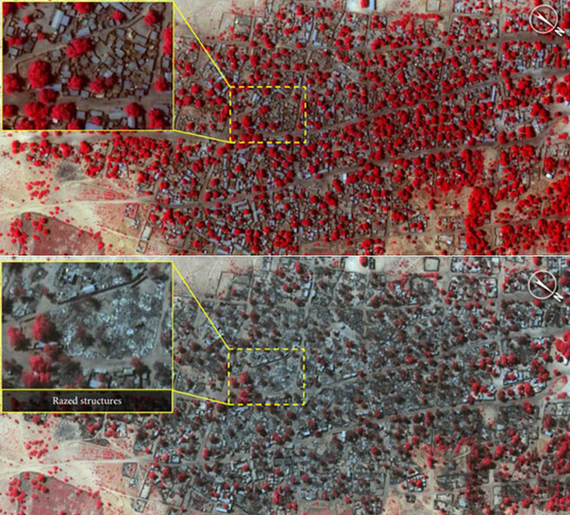 卫星图显示“博科圣地”屠城惨状 3000余建筑被毁