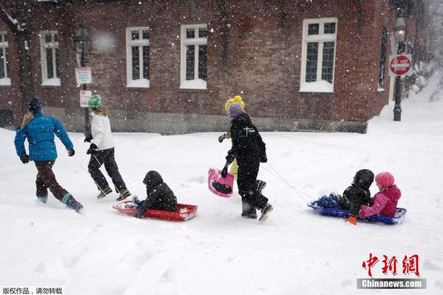 美国大雪过后民众自娱自乐嗨翻天