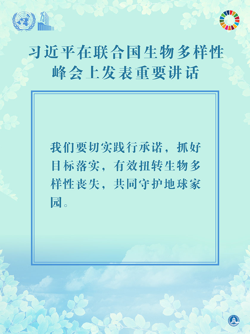 海报：习近平在联合国生物多样性峰会上发表重要讲话