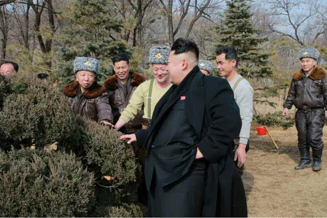 金正恩慰问朝鲜空军部队 与飞行员一起植树