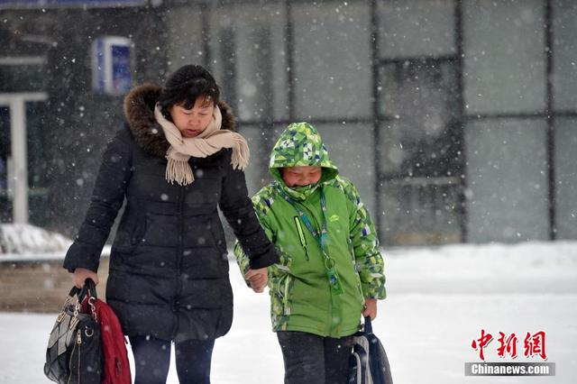 辽宁出现雨雪寒潮大风天气 市民"武装"出行