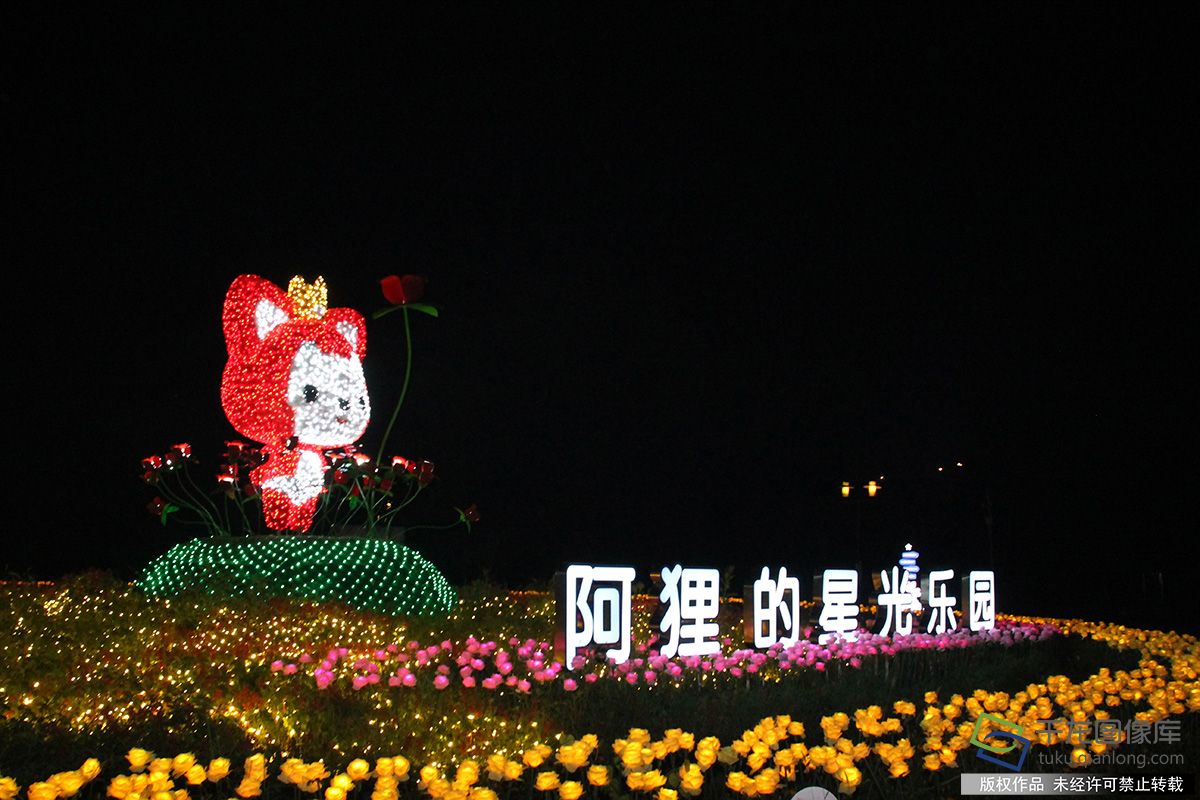 夜幕下的北京石景山游乐园