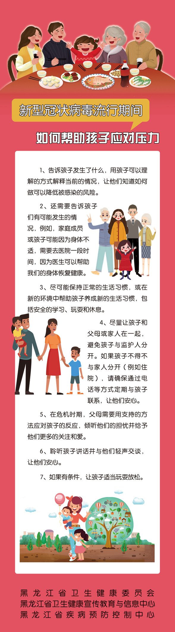 一图读懂新型冠状病毒流行期间如何帮助孩子应对压力