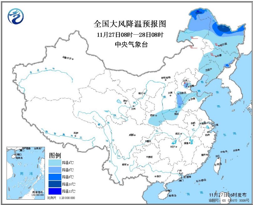 受较强冷空气影响 吉林省大风和降温同时降临