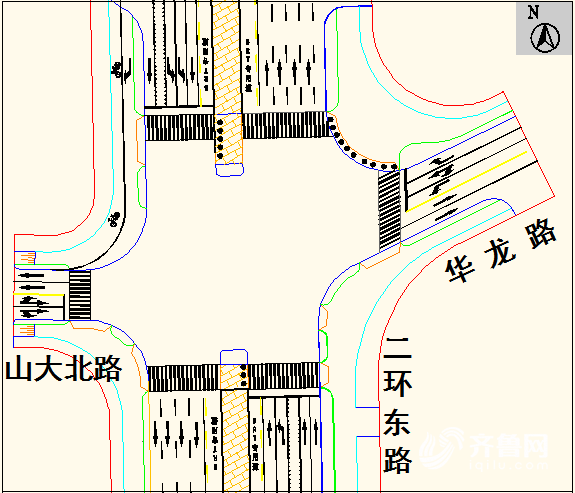 【齐鲁大地-文字列表】【走遍山东-济南】济南山大北路南北向禁机动车左转调头