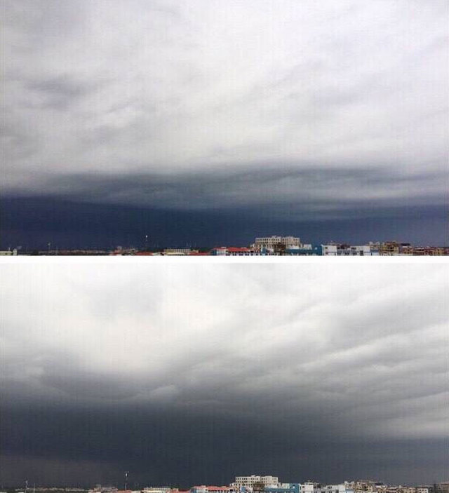 广州普降大雨 天空黑云密布犹如恐怖大片