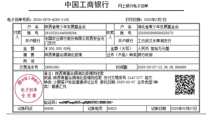 抗击疫情希望同行活动累计拨付105万助力陕西湖北抗疫