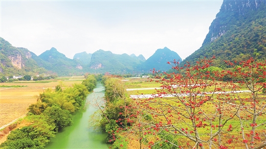 崇左大新县恩城乡岜隆村景色迷人