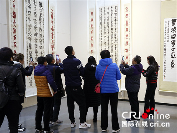 图片默认标题_fororder_市民观看第十一届上元雅集“友谊奖”书法作品展   摄影 杨宾.JPG