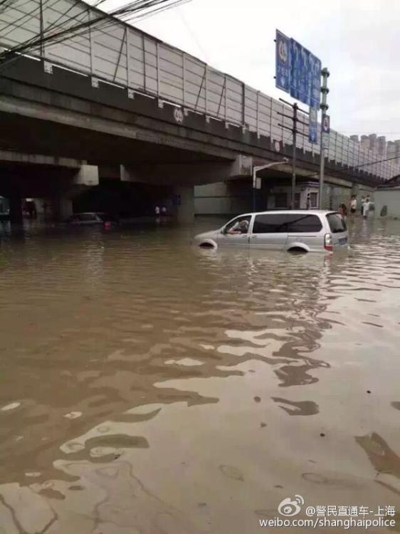 上海遭暴雨袭击 市民出门直接观“海景”