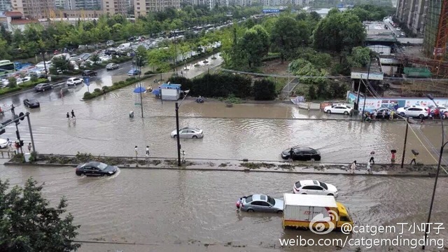 杭州早高峰迎暴雨 上班路上又看海