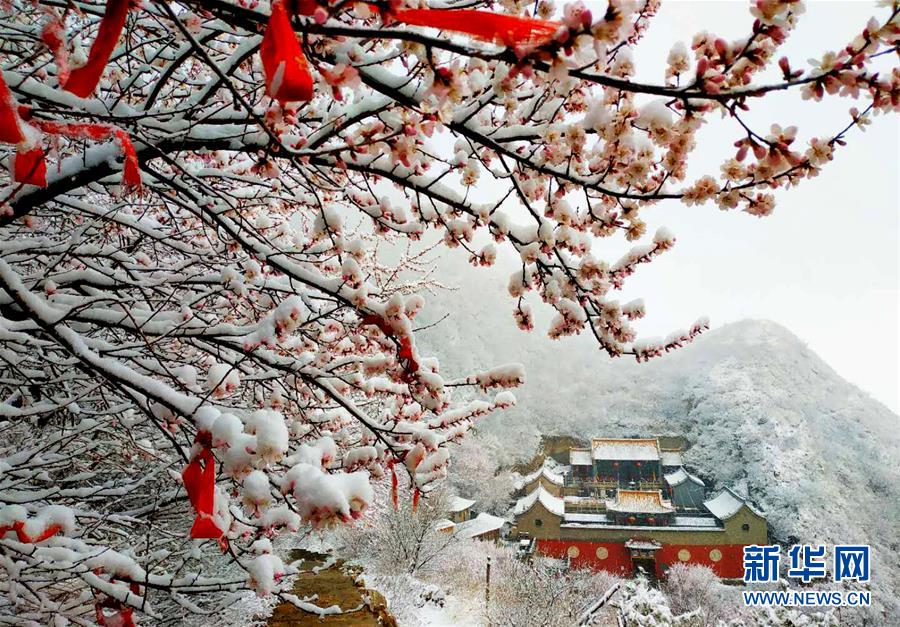 河北张家口降春雪