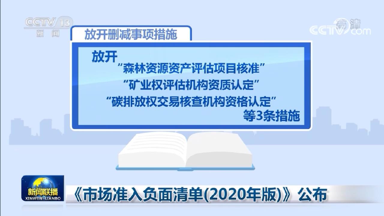 《市场准入负面清单（2020年版）》公布