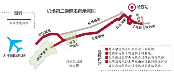 哈尔滨机场第二通道迎宾路高架桥9月开建