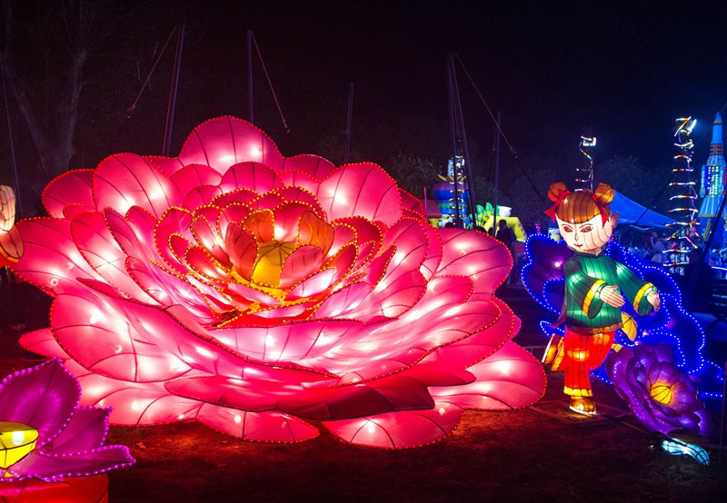 河南南阳：赏花灯 打铁花 品年味