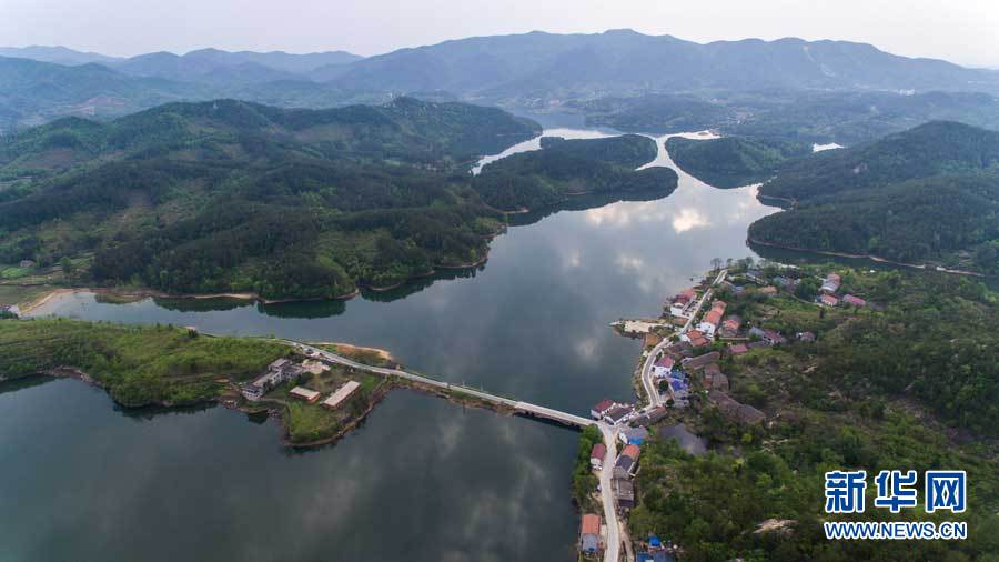 航拍湖北孝昌观音湖生态文化旅游度假区