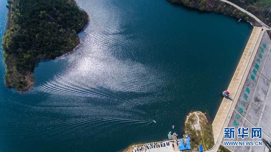 航拍湖北孝昌观音湖生态文化旅游度假区