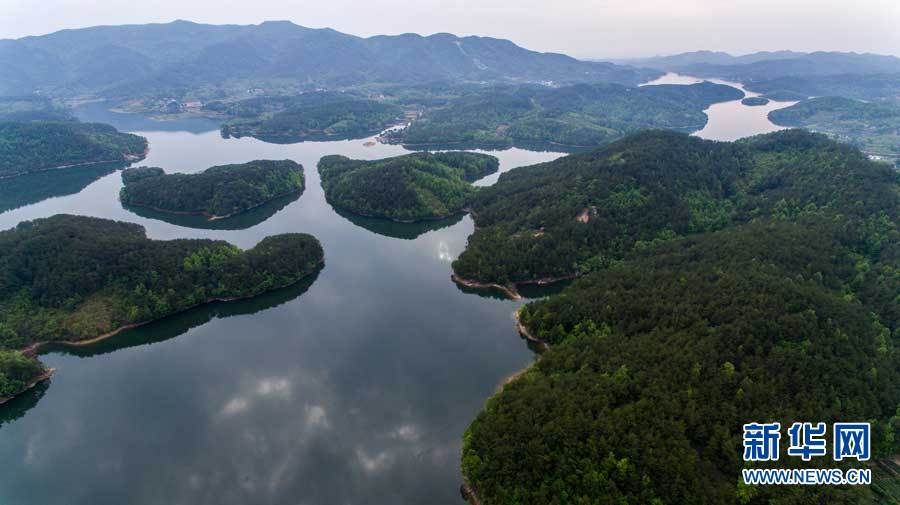 航拍湖北孝昌观音湖生态文化旅游度假区