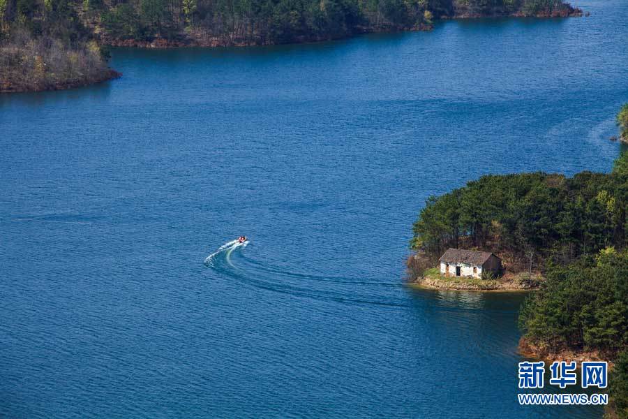 航拍湖北孝昌观音湖生态文化旅游度假区