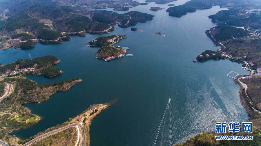 航拍湖北孝昌观音湖生态文化旅游度假区