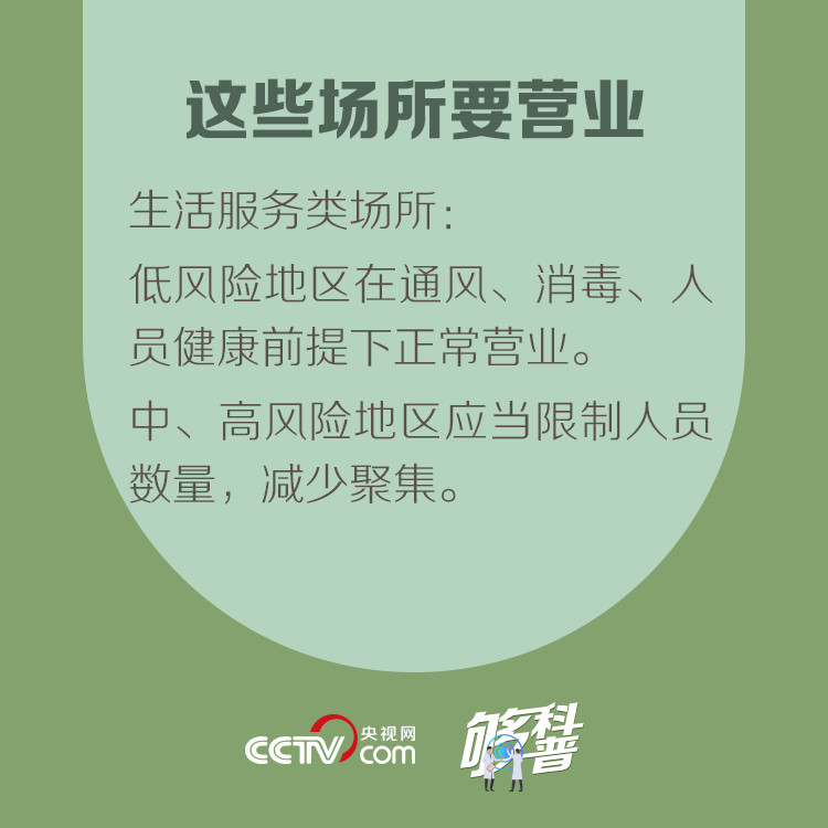 注意！关于场所开放与服务恢复的最新要求