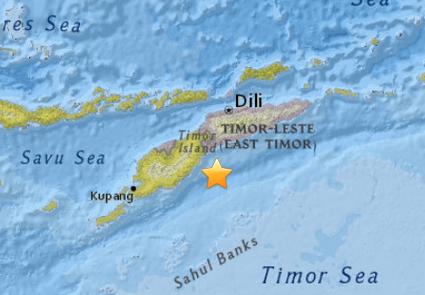 印尼帝汶岛近海再发5.5级地震 震源深28.8公里