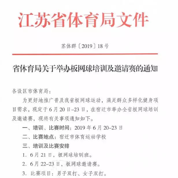 （文体列表 三吴大地南京 移动版）江苏省板网球培训及邀请赛将举行