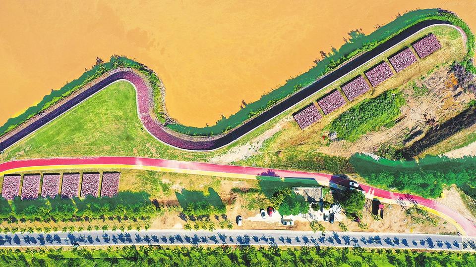 航拍开封黄河生态廊道