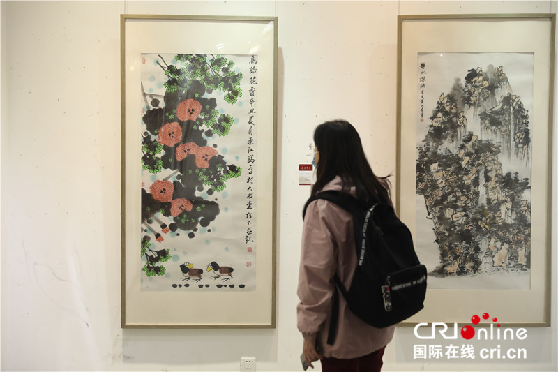 中国翰园碑林将举办第七届菊花插花大赛精品展_fororder_游客观展 摄影 万庆丽.JPG