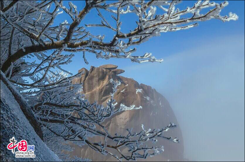 雾凇下的黄山 再现电影《冰雪奇缘》场景