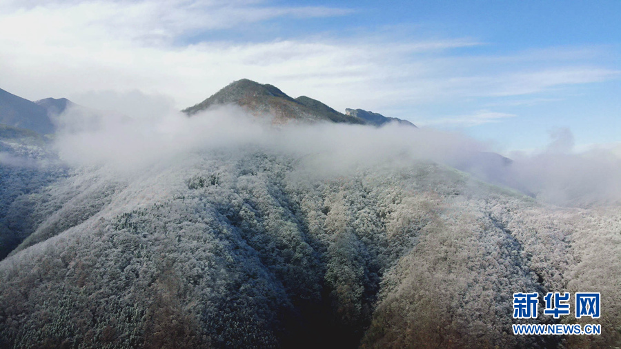 湖北十堰：雪后十八里长峡 半山皑皑半山红