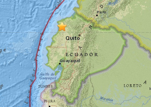 厄瓜多尔沿海发生6.7级地震 不会形成破坏性海啸