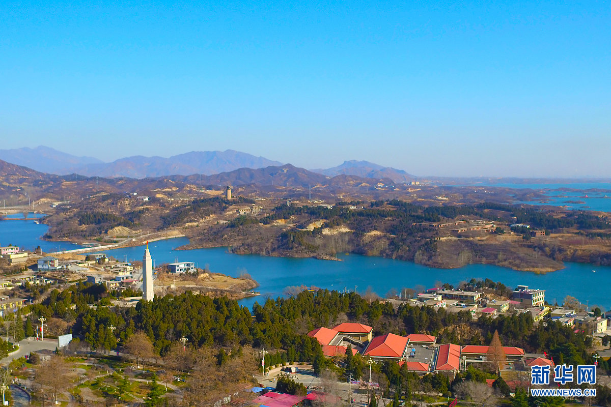 航拍西柏坡村 依托红色旅游建设美丽乡村