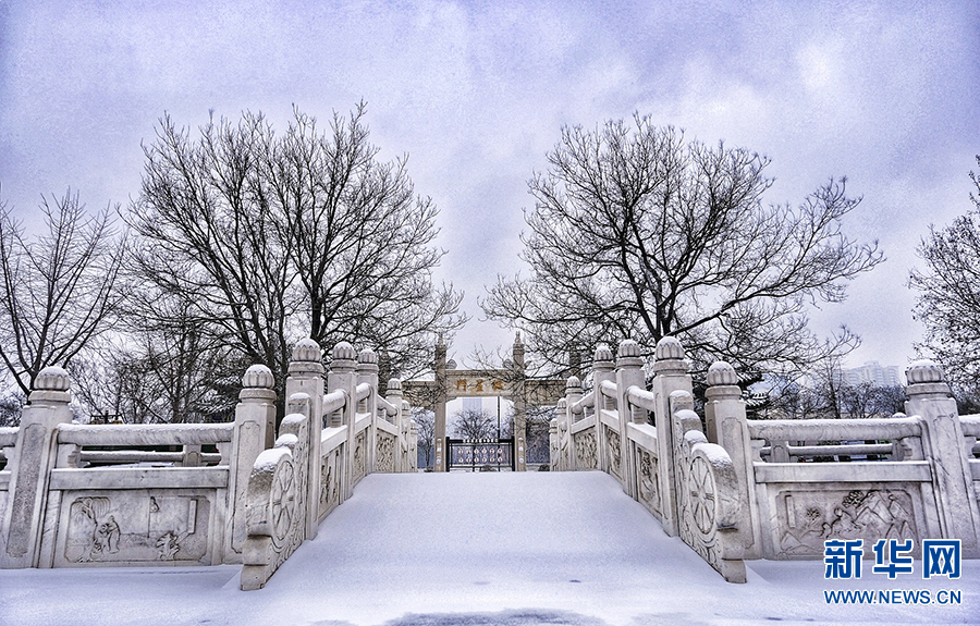 红墙青瓦遇白雪 文庙银装似画卷