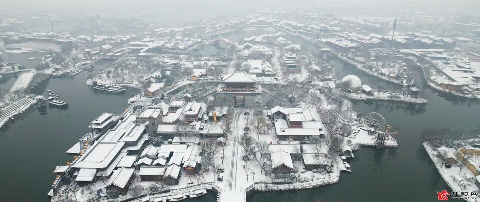 航拍开封雪后美景