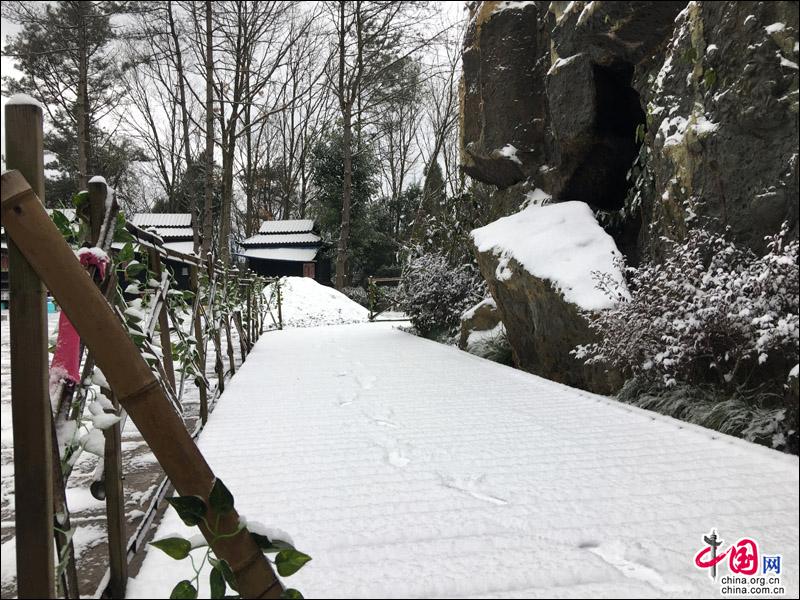 剑门关迎来2018年第一场雪 银装素裹景色宜人