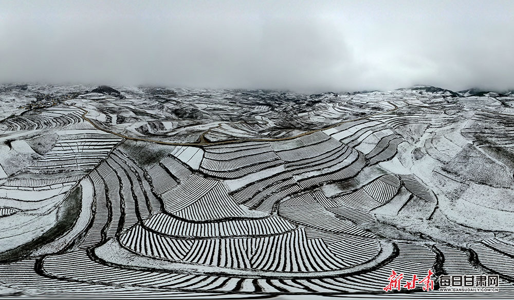 【焦点图+大美甘肃+陇南列表】长天远树山山白 不辨山花与雪花 春雪落武都山村美如画