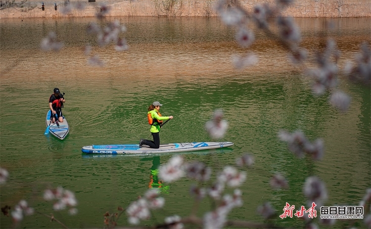 人在画中游 花在山上开 春日炳灵湖美得有些过分了