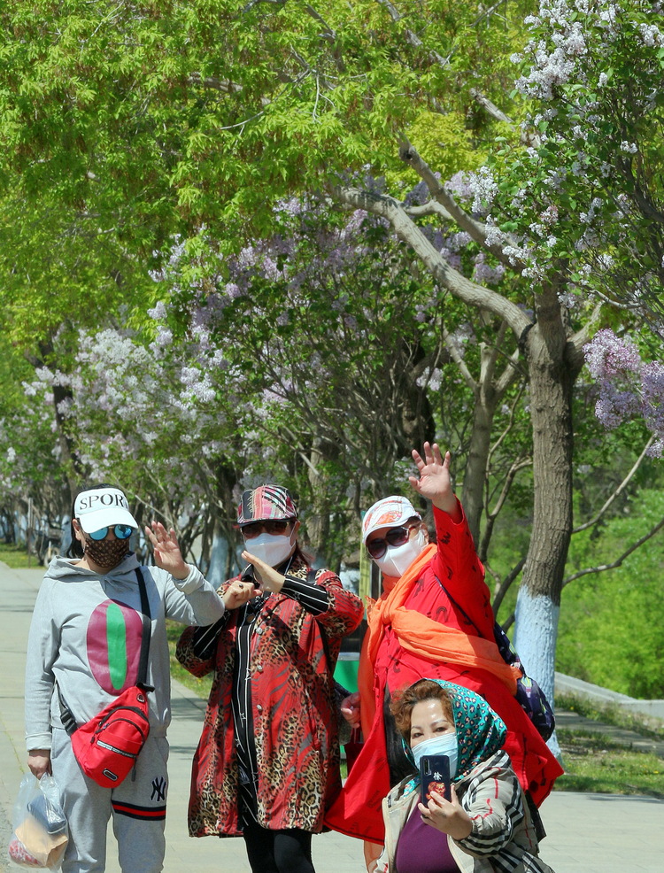 太阳岛公园开放 游人赏花踏青