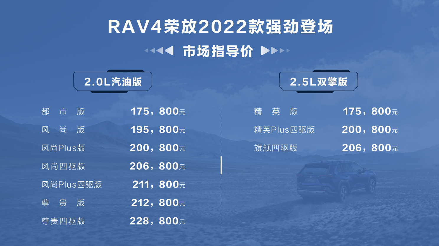 RAV4荣放2022款型格升级 带你告别无趣