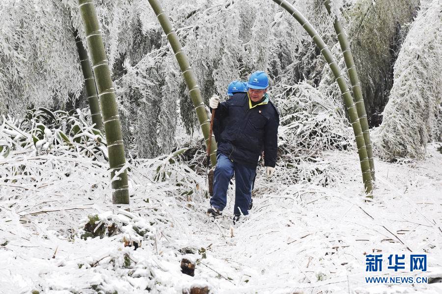 【焦点图】穿越“冰雪竹帘洞” 踏冰雪去巡线