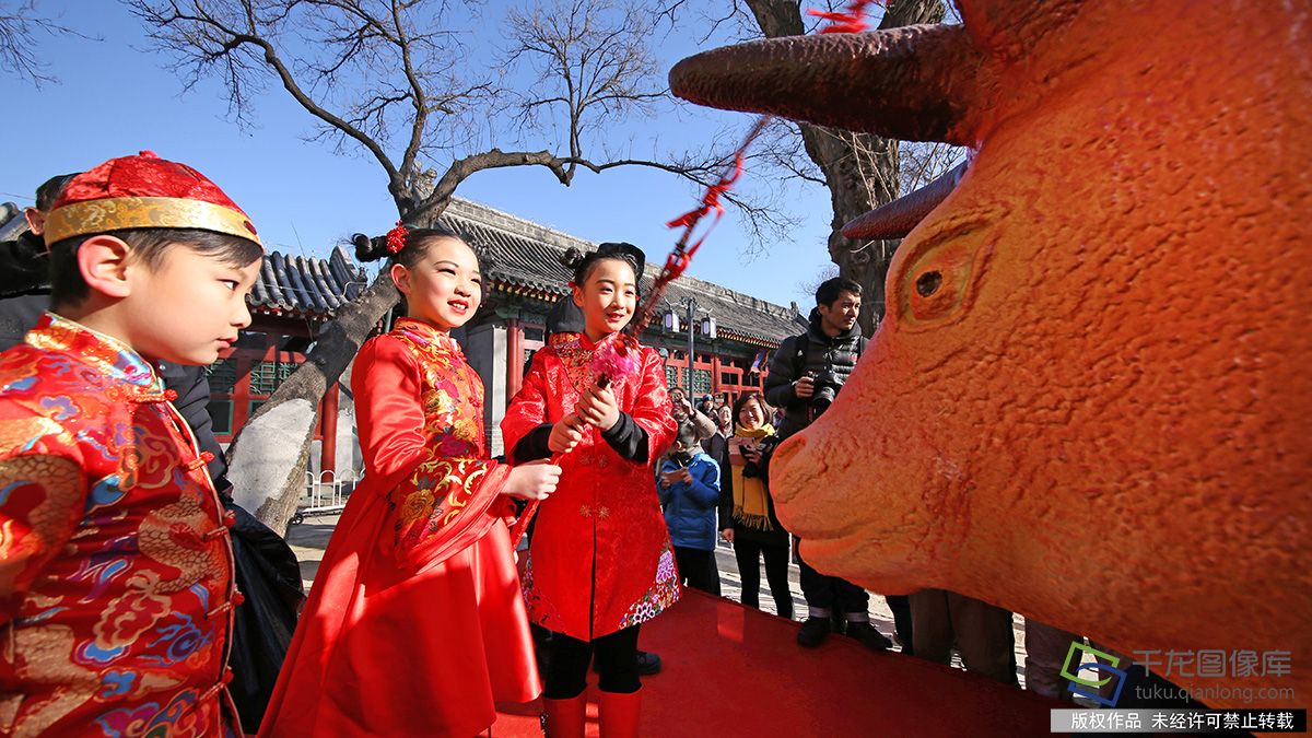 北京建国门街道立春日"鞭春牛迎新春"