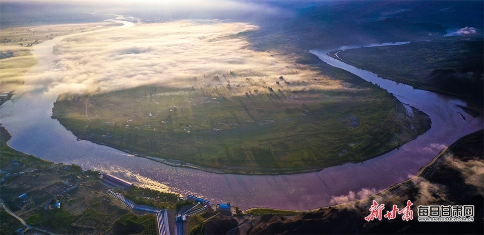 白银：红日东升云蒸霞蔚，雨后景泰现壮美田园画卷_fororder_4