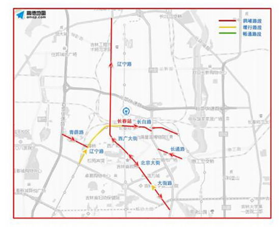 图片默认标题_fororder_550图七：长春火车站周边出行提示。数据提供 吉林省公安厅交警总队