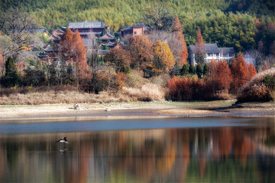 【原创】信阳市商城县：冬日黄柏山 秀美如画卷_fororder_古寺深藏  余敦梅 摄