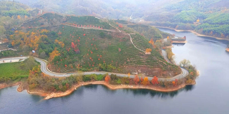 【原创】信阳新县：全域旅游增添幸福体验_fororder_香山湖层林尽染-新县宣传部供图